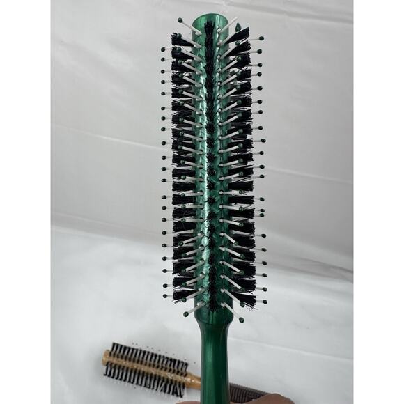 Vintage Spornette Round Bristle Hair Brush Lot Of 3 #826 #973 Wood Handle - Picture 7 of 8